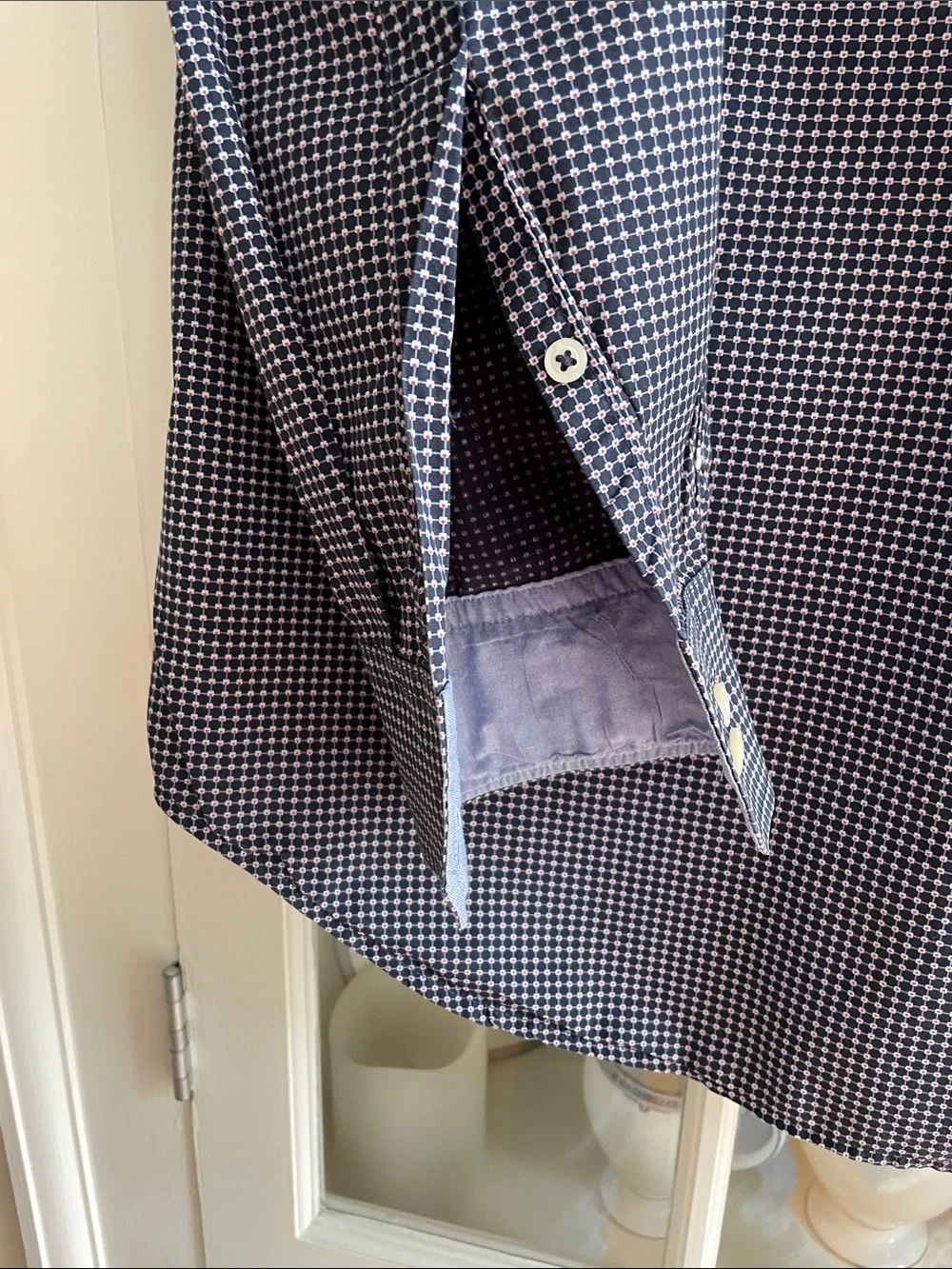 Banana Republic Men's Small Navy & White Check Dress Shirt